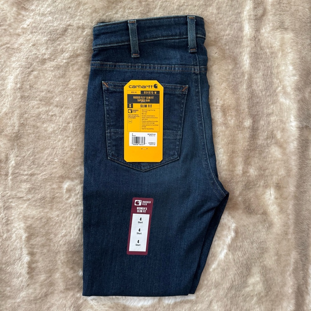 Carhartt Women’s Slim Fit Dark Blue Tapered Jeans Size 4 Short New